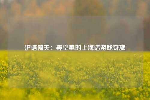 沪语闯关:弄堂里的上海话游戏奇旅