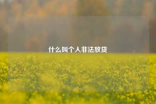 什么叫个人非法放贷