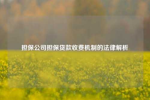 担保公司担保贷款收费机制的法律解析